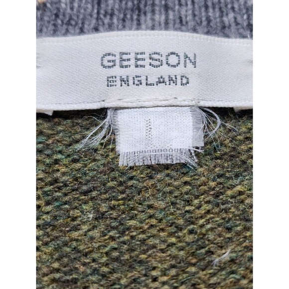 Peter Geeson Olive Wool Sweater M | Made in Italy Argyle Elbow Patch Knit - Picture 3 of 6